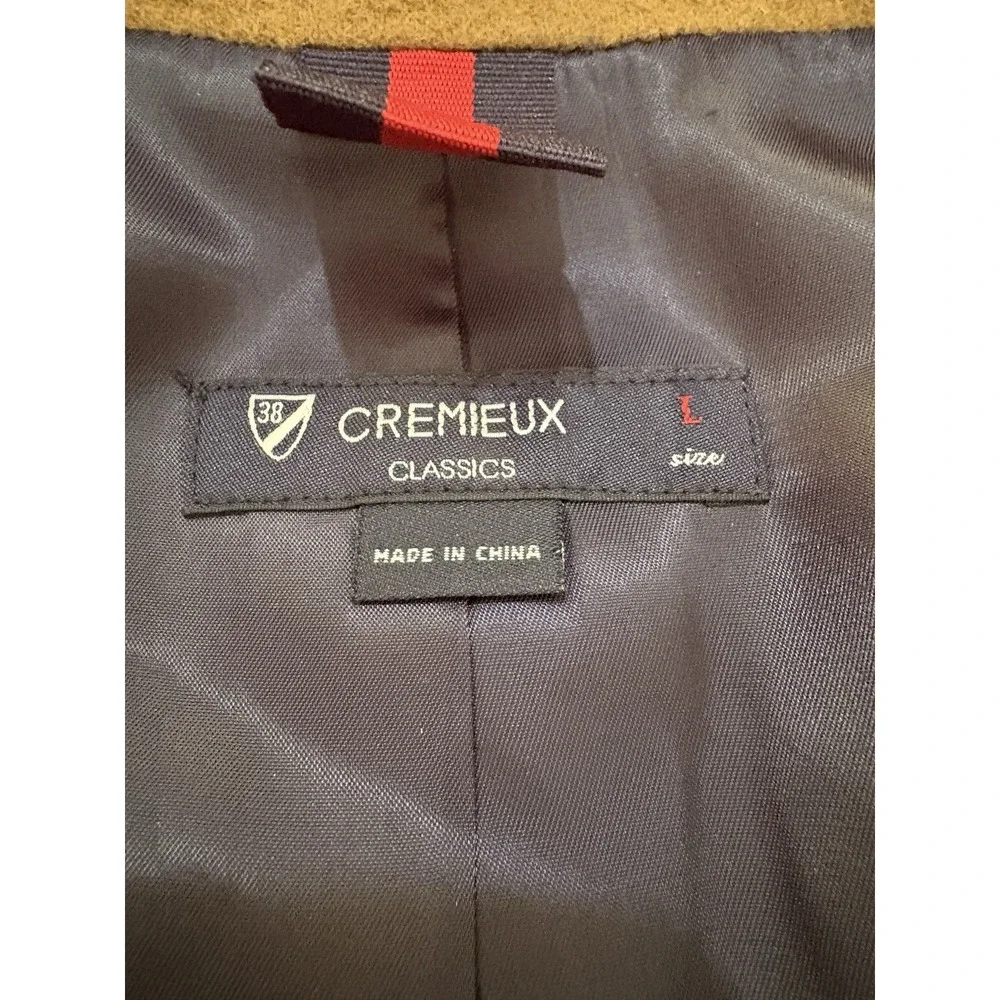 Cremieux Blazer‎ Men L Tan Wool Sports Coat Elbow Patches 48R Preppy heritage